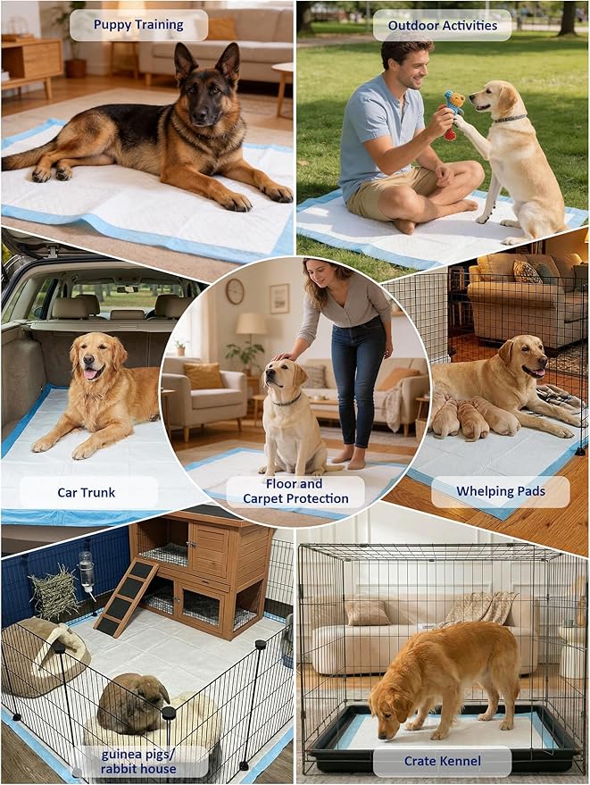 Ownpets Dog Training XL Extra Large Pad 35’’ x 32’’, Leak-Proof 6-Layer Pet Potty Training Pads Pee Pads with Quick-Dry Surface for Pets, Puppies, Adult, Sick & Aging Dogs, 40 Counts