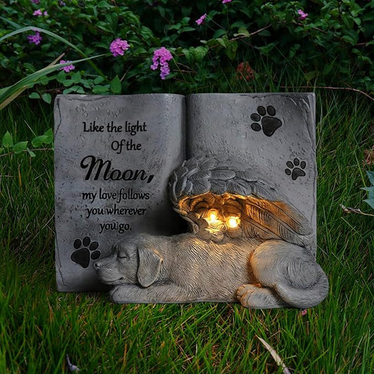 Solar Dog Angel Statue, Pet Dog Memorial Stone, Dog Memorial Gifts or Garden Memorial Stone