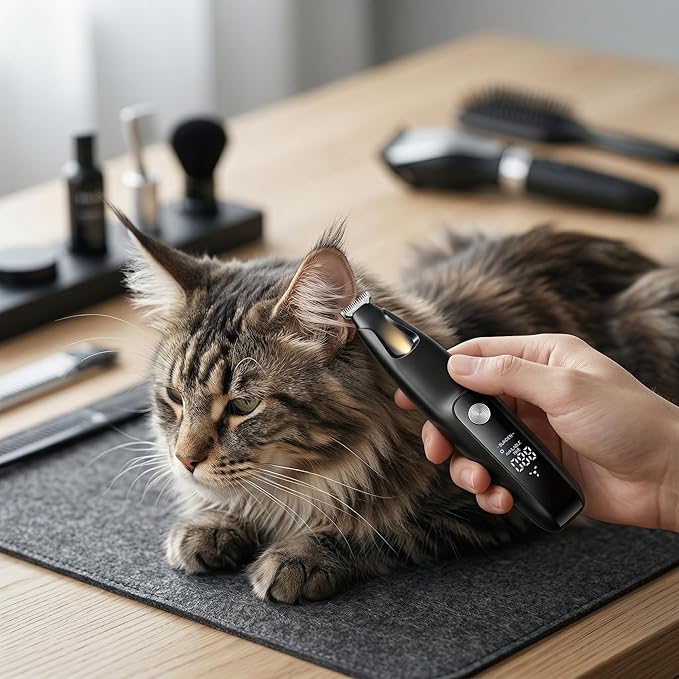Ultra-Low Noise Dog Paw Trimmer,18mm Wide Blade Paw Groomer with LED Light,USB Rechargeable Paw Shaver with LED Display for Dogs and Cats Black