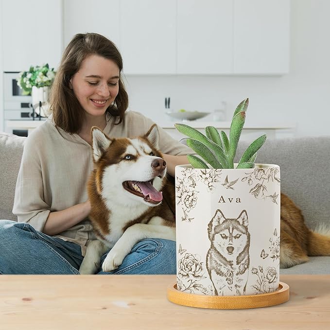 callie Personalized Pet Memorial Gifts Plant Pot with Photo and Wings, Custom Angel Sympathy Gift for Dog Cat Loss, Pet Passing Away Gifts