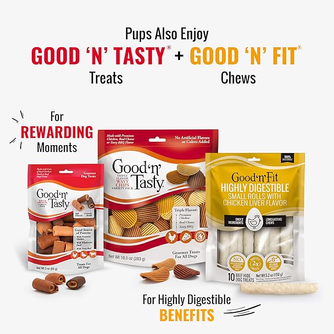 Good 'n' Fun Triple Flavor Wings Chews for All Dogs, 4 Ounces, Treat Your Dog to Long-Lasting Chews Made with Chicken, Beef Hide and Pork Hide (Pack of 2)