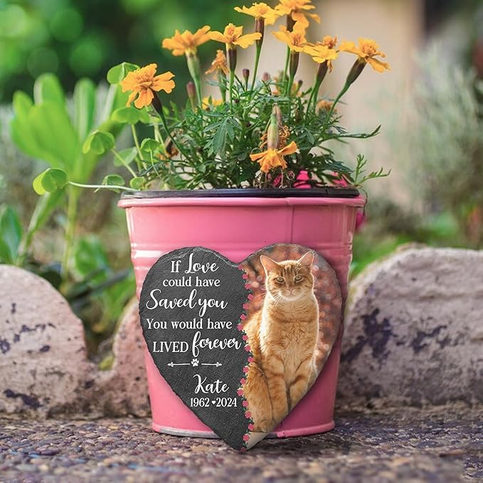 Dog Stones Memorial Personalized Pet Loss Gifts Dog Memorial | Cat Memory Stone Outdoor with Photo | Best Thoughtful Gift for Pets Loss | Pet Remembrance Stone for Furry Companion Passed Away