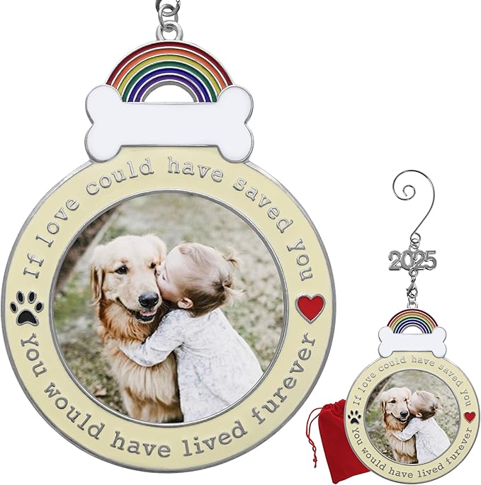 Dog Memorial 2025 Photo Ornament - If Love Could Have Saved You -Design - Sympathy Gift - Bag Included - Choose The Customized Option and We Will Insert Your Photo - 3.5" D