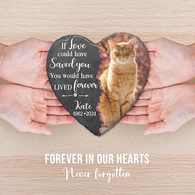 Dog Stones Memorial Personalized Pet Loss Gifts Dog Memorial | Cat Memory Stone Outdoor with Photo | Best Thoughtful Gift for Pets Loss | Pet Remembrance Stone for Furry Companion Passed Away