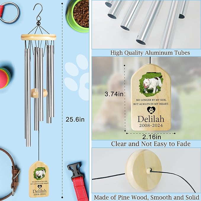 Dog Memorial Gifts for Loss of Dog, Pet Memorial Wind Chime, Pet Memorial Gifts, Pet Loss Gifts, Loss of Dog Sympathy Gift, Dog Remembrance Gift, in Memory of Dog Cat - Always in My Heart