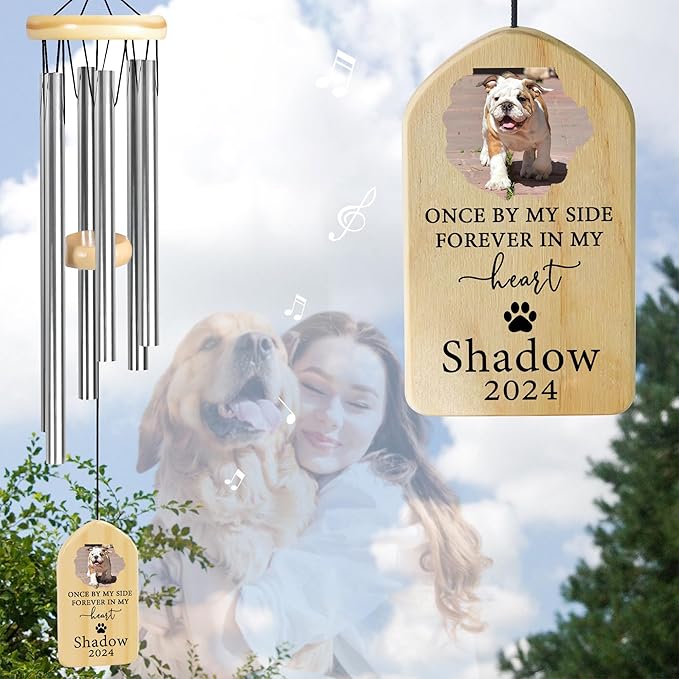 Dog Memorial Gifts for Loss of Dog, Pet Memorial Wind Chime, Pet Memorial Gifts, Pet Loss Gifts, Loss of Dog Sympathy Gift, Dog Remembrance Gift, in Memory of Dog Cat - by My Side Forever