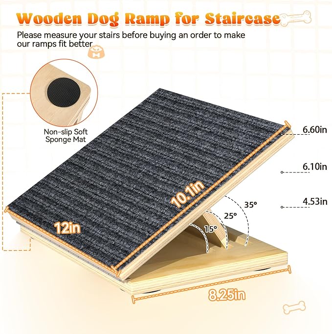 TNELTUEB 6 Pack Upgraded Dog Ramps for Stairs, Adjustable Stair ramp for Dogs,Portable Dog Stairs with Mat for Small Dogs and Cats, Non-Slip Pet Steps for Elderly or Injured Pets
