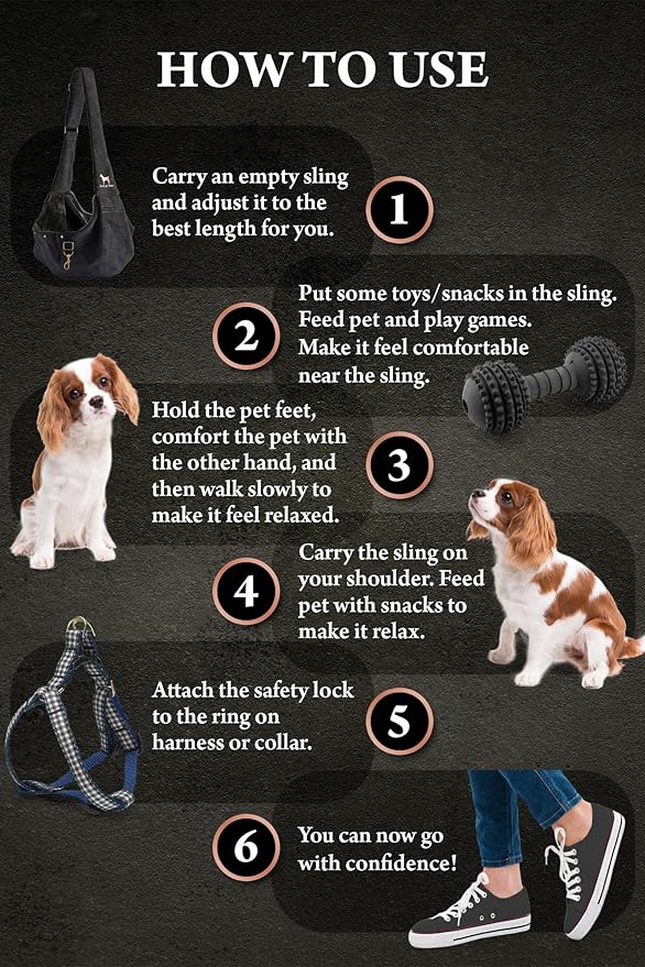 Noah & Paw Dog Sling Carrier for Small Dogs 3-10lb, Dog Sling for Small Dogs and Cats, Dog Carrier with Adjustable Padded Strap, Premium Denim, Lined with Fur, Double Safety Feature, Machine Washable