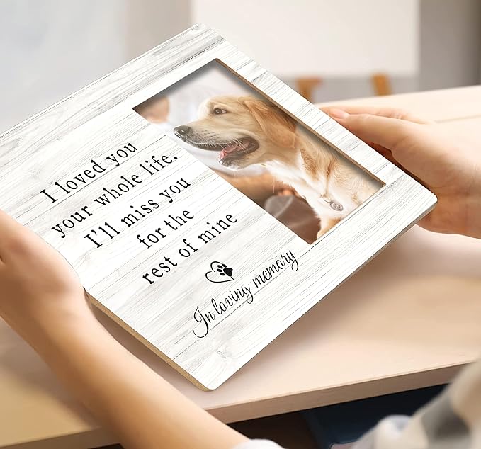 SRADMO Pet Memory Picture Frame - 108 inch Wooden Tabletop Photo Frame for Pet Owners, Memorial Gift for Loss of Dog or Cat