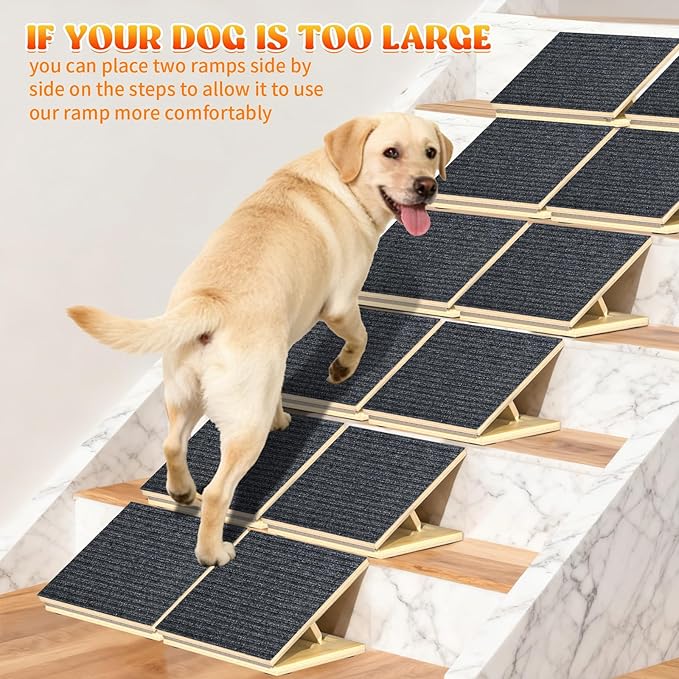 TNELTUEB 4 Pack Upgraded Dog Ramps for Stairs, Adjustable Stair ramp for Dogs,Portable Dog Stairs with Mat for Small Dogs and Cats, Non-Slip Pet Steps for Elderly or Injured Pets