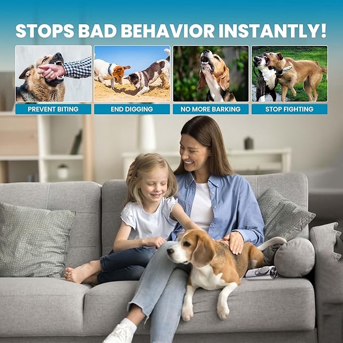 Rechargeable Dog Bark Deterrent Device – Ultrasonic Anti Barking Device for Dogs, 50ft Long Range, No Bark Control, Safe & Humane Replacement for Shock Collars,