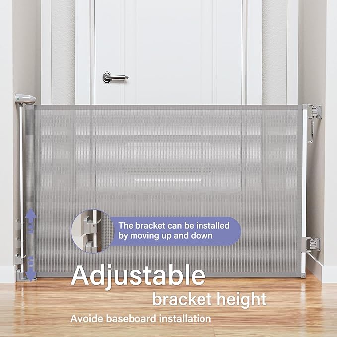 Retractable Baby Gates Extra Wide, PRObebi Retractable Dog Gate for the House Extends to 54" Wide 34" Tall, Gates for Baby Indoor, Stair Gate for Outdoor, Staris, Hallways, Doorways, Deck, Porch