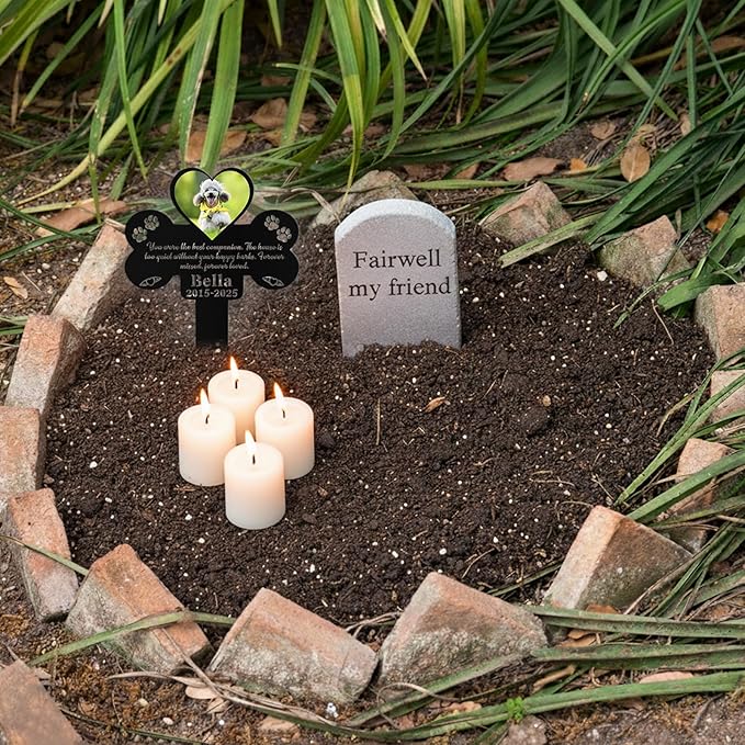 Custom Dog Grave Markers Outdoor, Personalized Pet Grave Marker Dog Memorial with Photo and Name, Outdoor Weatherproof Pet Cemetery Sign, Personalized Dog Memorial Gifts for Loss of Dog