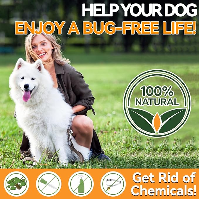 Dual Flavor Flea Chews Bundle - 200 Each - Natural Flea & Tick Prevention for Dogs - Oral Flea Support for All Breeds - Chicken & Duck Flavor Combo