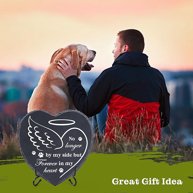 Pet Memorial Stone for Dogs 7.6"x7.2", Dog Heart Memorial Gifts for Loss of Dog, Dog Memory Gifts, Cat Loss Gifts, Pet Headstone for Indoor Outdoor, Pattern-8