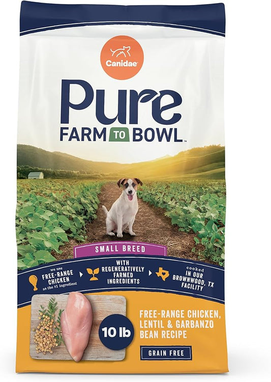 Canidae Pure Farm to Bowl Small Breed, Free-Range Chicken, Lentil & Garbanzo Bean Recipe, 10 lbs.
