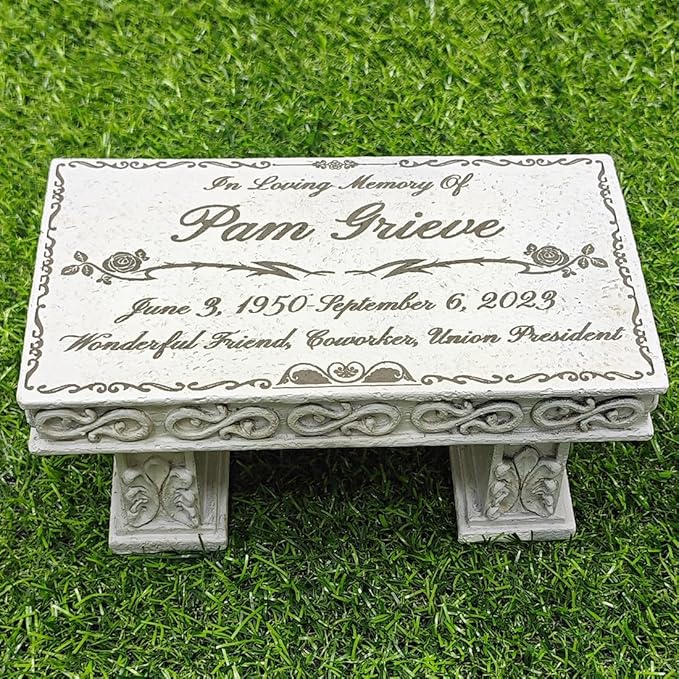 Personalized Bench Memorial Stones for Pet, Laser Engrave Pet Grave Markers Dog Headstone Cat Tombstone Outdoor Memorial Garden Stones Loss of Pet Memorial Sympathy Gifts