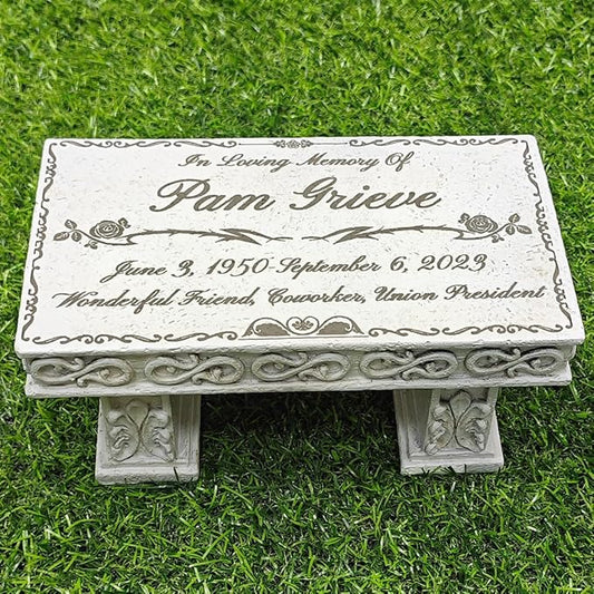Personalized Bench Memorial Stones for Pet, Laser Engrave Pet Grave Markers Dog Headstone Cat Tombstone Outdoor Memorial Garden Stones Loss of Pet Memorial Sympathy Gifts
