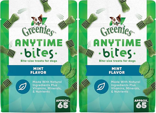 Greenies Anytime Bites Dog Treats,Mint Flavor,Dog Training Treats,10.3 oz. Bag,(Pack of 2)