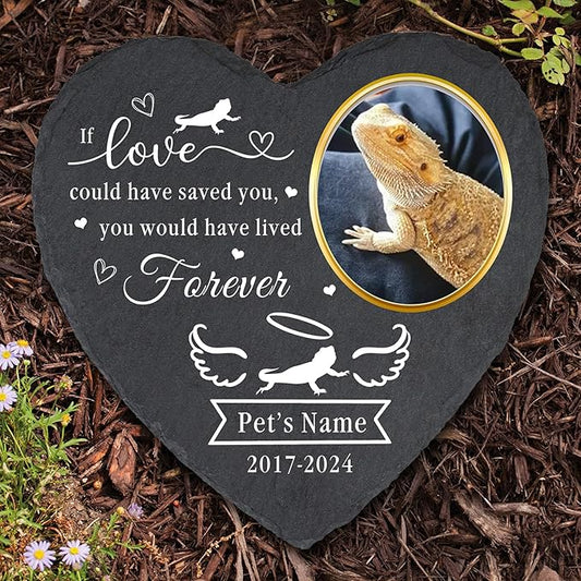 Personalized Pet Bearded Dragon Memorial Stone, Customized Bearded Dragon Grave Markers with Photo Name Dates, Bearded Dragon Headstone Tombstone Gravestone, Bearded Dragon Memorial Gifts