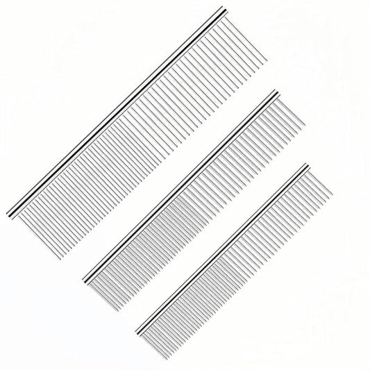 3-Pack metal comb for dogs stainless steel dog comb Pet Grooming Metal Combs Set, Large Medium Small Sizes, Stainless Steel Detangling Tool for Dogs and Cats