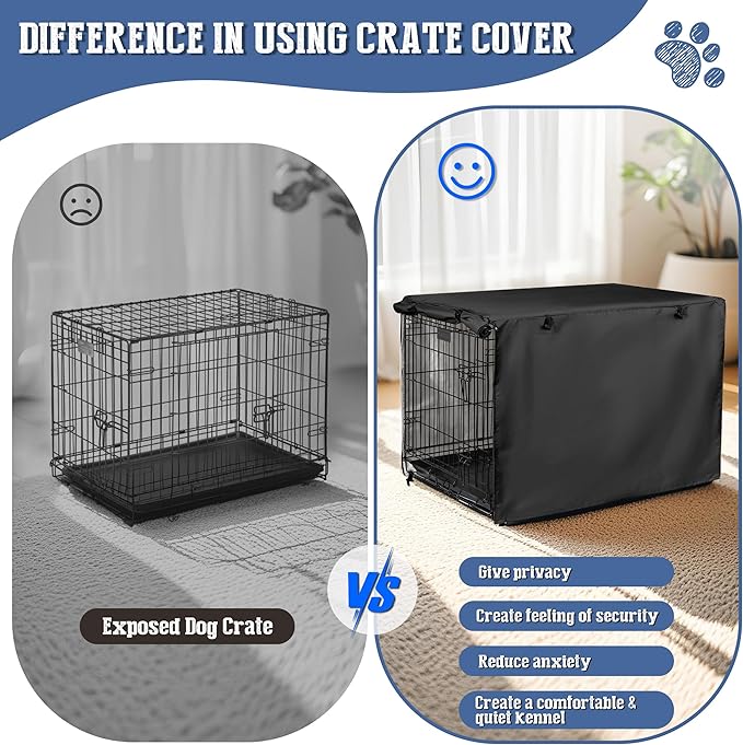 kefit Dog Crate Cover 54 inch, Kennel Cover for Wire Dog Cage, Black