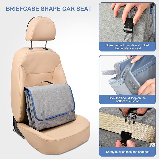 JESPET & GOOPAWS Dog Car Seat, Portable Dog Car Travel Bed with Clip-On Safety Leash, Briefcase Shape Waterproof Dog Booster Car Seat, Suitable for Pets Up to 25lbs