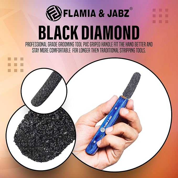 FLAMIA & JABZ Stripping Metal Stone Diamond Edged for Dogs, Cats & Pets with Wooden Grip (2 Piece Pack of Coarse & Fine)