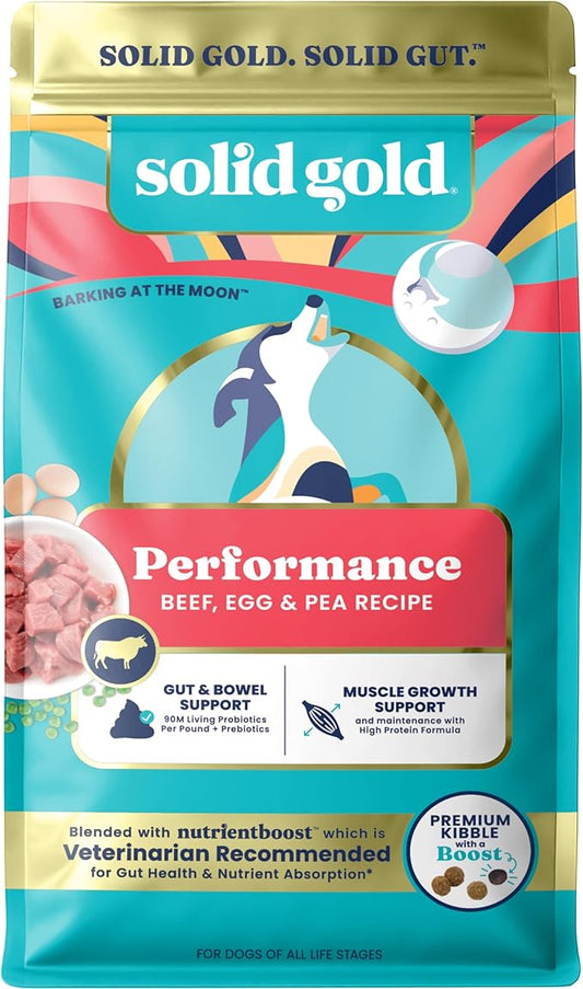 Solid Gold High Protein Dog Food Dry Dog Kibble - Premium Beef Protein & Digestive Probiotics for Energy, Muscle, Gut & Immune Support - Healthy Grain & Gluten Free Dogfood - Nutrientboost - 22 LB