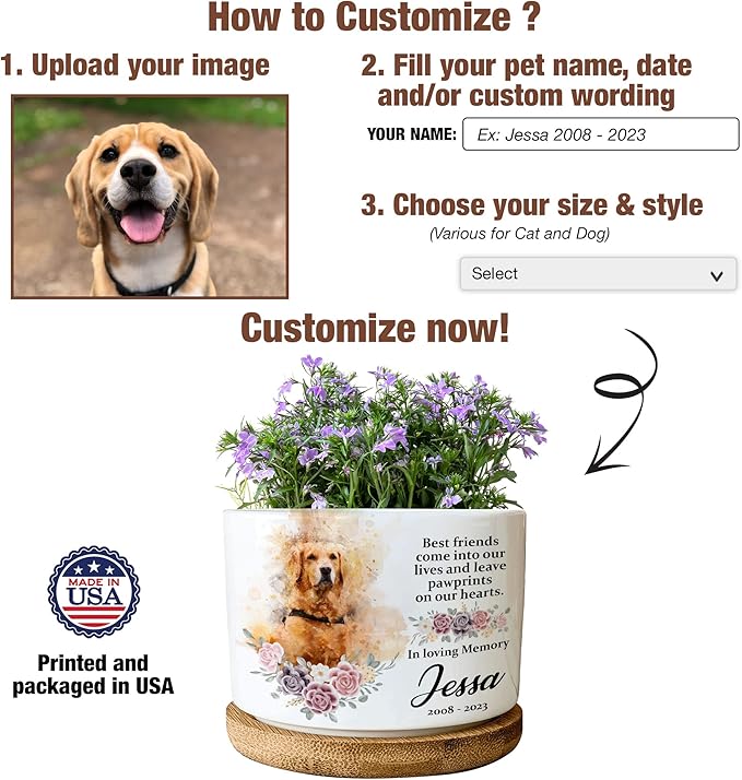 Customized Pet Dog Memorial Plant Pot Pet Remembrance Dog With Heartfelt Sentimental Quote Garden Decor Funeral Keepsake Bereavement Gifts For Loss Of Pet Picture Gift For Someone Lost Pet