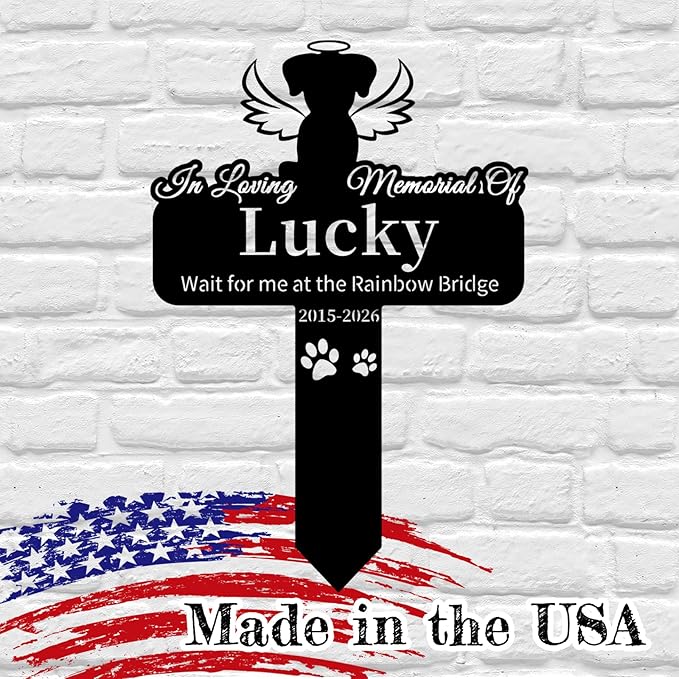 Personalized Dog Grave Marker Outdoor, Waterproof Memorial Cross for Dog Grave with Custom Name Dates, Garden Grave Markers for Dogs, Sympathy Gift for Loss of Pet