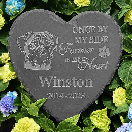Pug Outdoor Memorial, Pug Tombstones, Pug Loss, Pug Memorial Keepsake