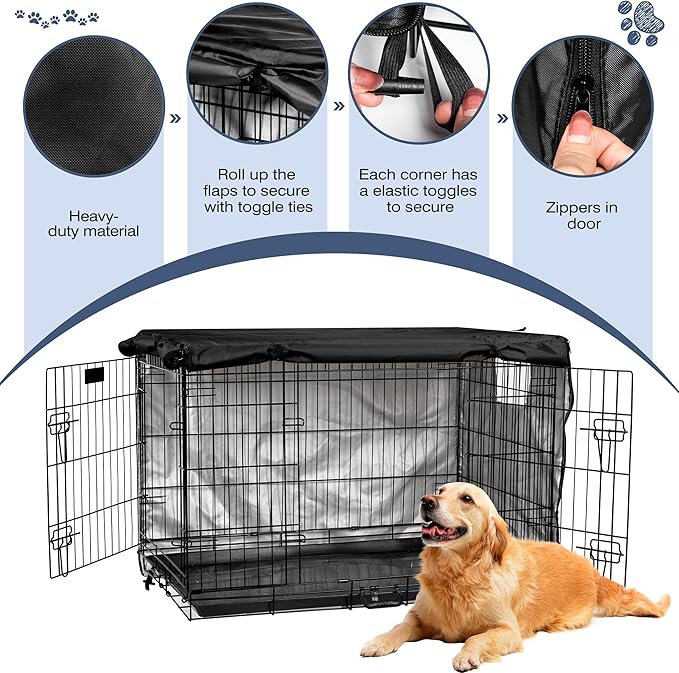kefit Dog Crate Cover 48 inch, Kennel Cover for Wire Dog Cage, Black