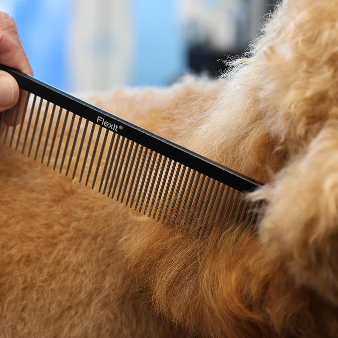 FlexIt Home - Dog Grooming Comb - Perfect for Use with FlexIt Flexible Slicker Brush for Dogs - Built for Poodles, Golden Doodles, Huskies, Retrievers, and Labradoodles (Comb Only)