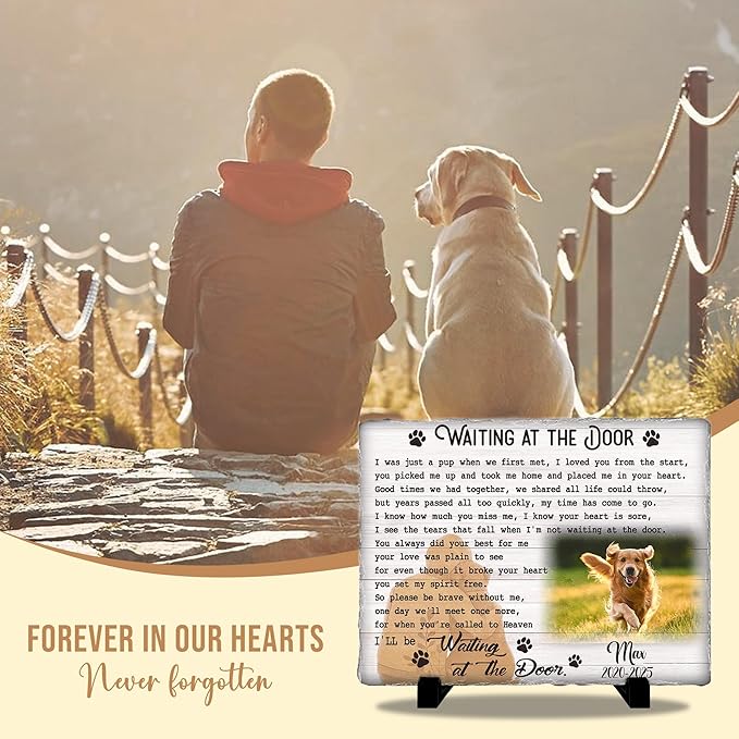 Dog Stones Memorial Personalized Pet Loss Gifts Dog Memorial | Best Thoughtful Gift for Pets Loss | Cat Memory Stone Outdoor with Photo | Pet Remembrance Stone for Furry Companion Passed Away