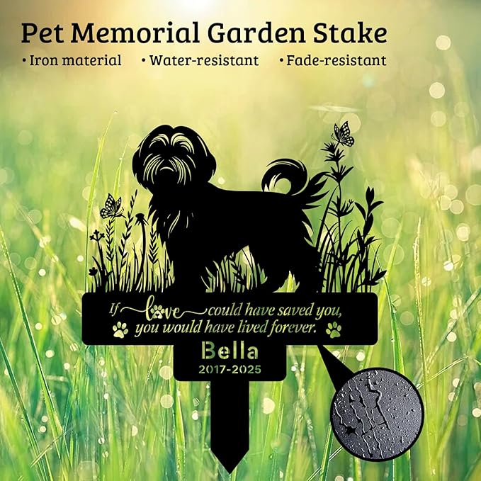 Personalized Pet Shih Tzu Grave Markers, Metal Dog Memorial Garden Stake Decorations for Cemetery, Pets Shih Tzu Grave Stakes Plaque Pet Shih Tzu Headstone Garden Memorial Stake