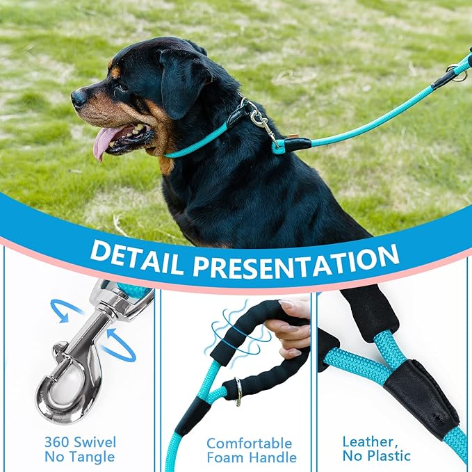 Dog Leash, Braided Rope Traction – Walking Training Lead for Small Dogs ((1/3") x 6FT, Light Blue)