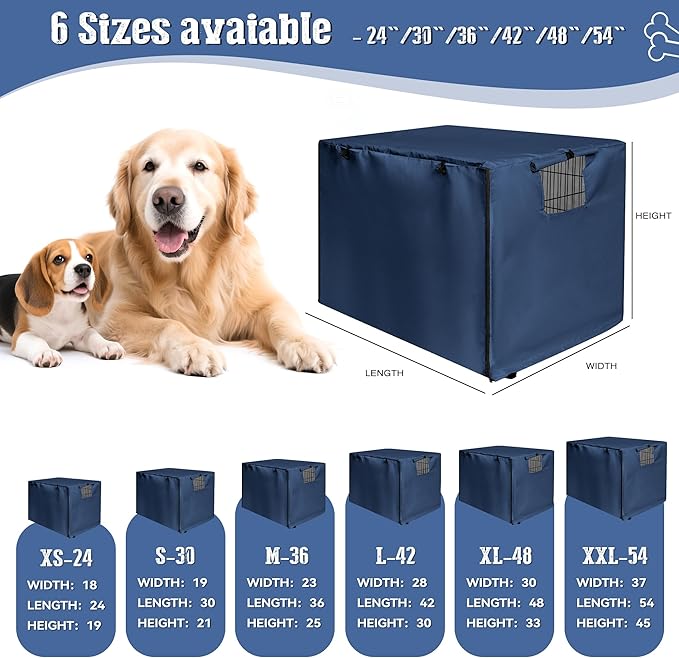 kefit Dog Crate Cover 24 inch, Kennel Cover for Dog Cage, Navy Blue