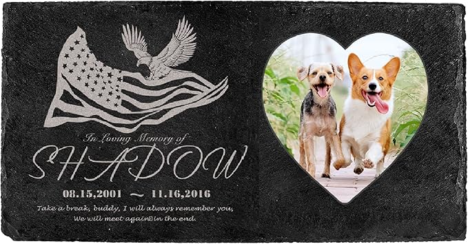 Fanery Sue Custom Cat Memorial Stones with Full Color Image, Dog Memorial Gift Garden Stones, Pet Grave Markers Personalized, All-Natural Memorial Headstone for Pet