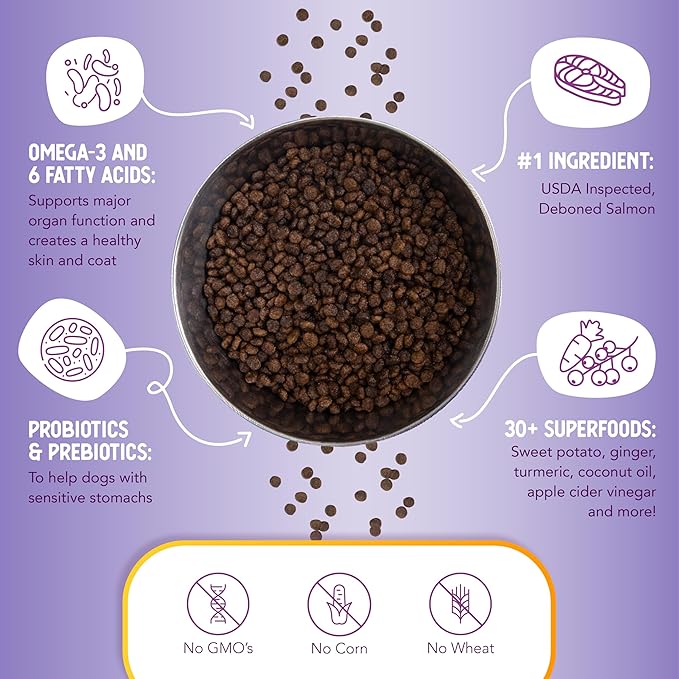 Health Extension Grain Free Salmon & Sweet Potato Little Bites Small Kibble Formula with 30+ Superfoods, Omega 3, and Probiotics for Teacups, Toys & Miniature Dogs (12 lb)