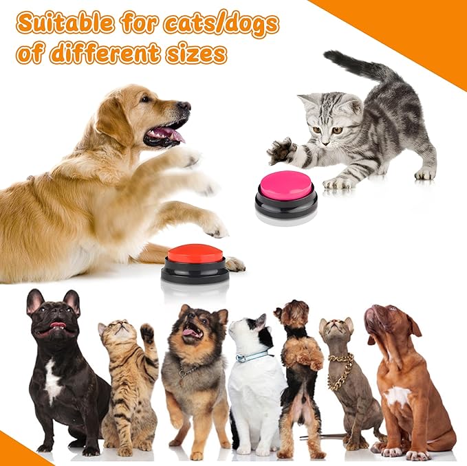 Recordable Dog Buttons 6 Color, Dog Buttons for Communication, Training Your Dog/Cat to Talk, Talking Pet Buttons, Dog Training Set, 30 Second Record & Clear Playback, Gift for Dogs/Cats
