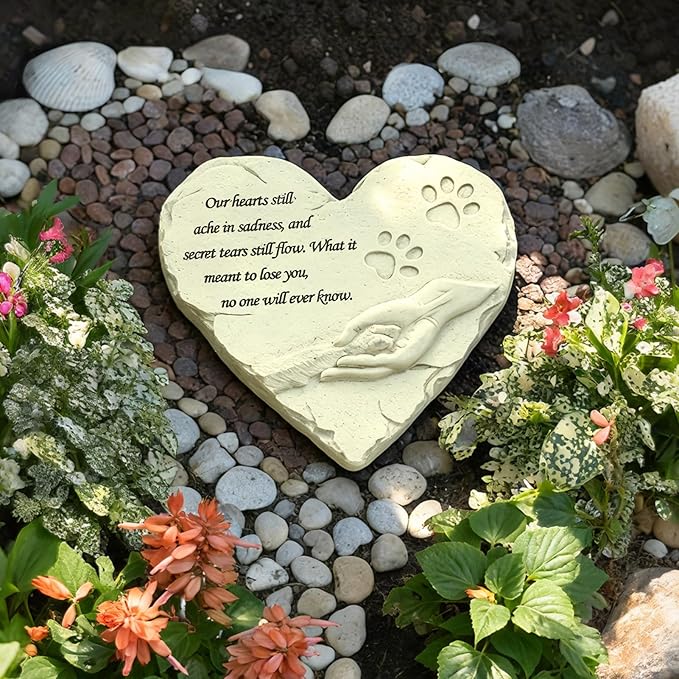 Pet Memorial Stone, Loss of Dog Sympathy Gift, Cat & Dog Passing Away Gift, Pet Loss Sympathy Gifts, Garden Stone for Pet Remembrance, Grave Marker Headstones for Dogs Cats(Yellow)