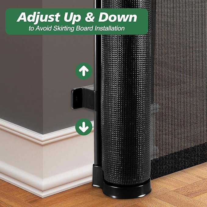24" Tall X 100" Extra Wide Short Dog Gates to Step Over, Extra Long Short Pet Gate for Doorways, Small Puppy Gates for The House Mesh Doggie Gates for Indoors Outdoor, Black