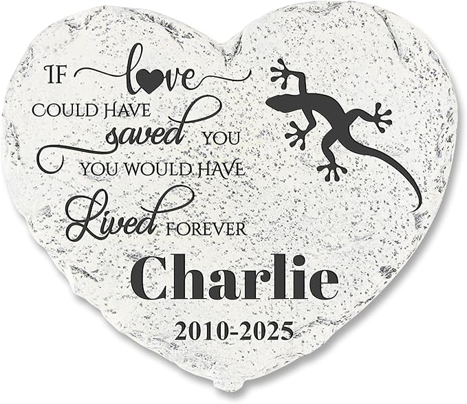 Personalized Pet Memorial Stone - Garden Memorial Stone Customized- Lizard Headstone - Gecko Tombstone - Garden Stepping Stone - Memorial Plaque Outdoor