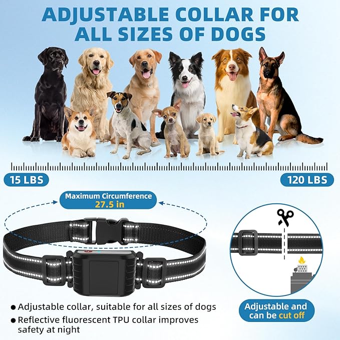 Wireless Dog Fence System for 2 Dogs, Electric Dog Fence with LCD Screen, Adjustable Warning Strength, Range 50-999ft, Rechargeable Wireless Pet Fence for Outdoor Use