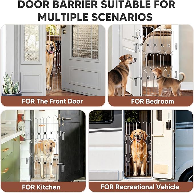 Snagle Paw Metal Retractable Door Barrier,Safety Dog Gate for Front Door,Easy Install Retractable Pet Gate for Recreational Vehicle,Doorways,24.4" Wide 35" Tall