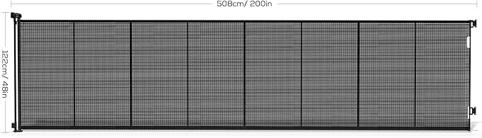 Retractable Baby Gate for Stairs, 48" Tall X 200" Wide Mesh Dog Gate Indoor, Child Gate for Doorways, Hallways, Deck, Indoor Outdoor Pet Baby Safety Essentials for Home, Black