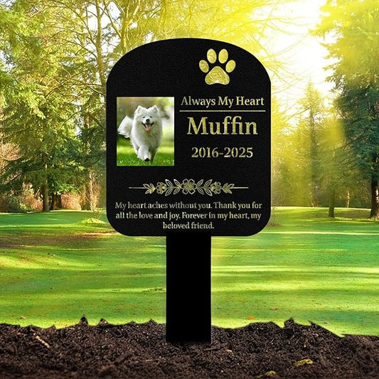 Custom Dog Grave Markers Outdoor, Personalized Pet Grave Marker Dog Memorial with Photo and Name, Outdoor Weatherproof Pet Cemetery Sign, Personalized Dog Memorial Gifts for Loss of Dog