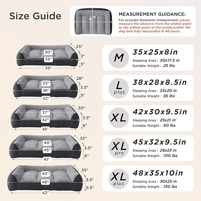 Bedsure SupportMax™ XL Orthopedic Dog Beds Large Sized Dog - As Seen on TV Extra Thick Supportive Dogs Couch with Waterproof Washable Cover, Extra Large Comfort Pet Sofa with Soft Sherpa, Grey, 42"