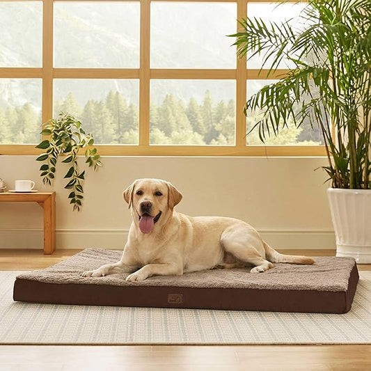 Bedsure Giant Dog Bed for Jumbo Dogs - 53" x 36" Flat Pet Beds with Removable Washable Cover, Orthopedic Egg Crate Foam Mat for Long-Bodied Pets Up to 120 lbs